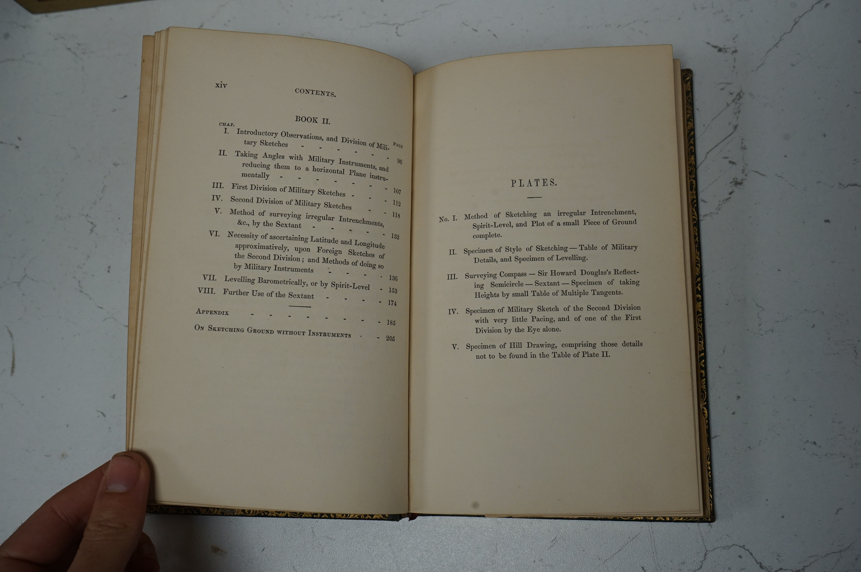 Burr, George Dominicus - Instructions In Practical Surveying, Topographical Plan Drawing, And Sketching Ground Without Instruments, second edition 1847, full morocco with Royal Military College presentation to Gentleman